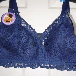 Women's Navy Blue, wireless lace bra